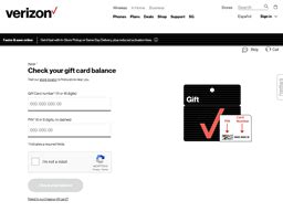 verizon wireless gift card balance